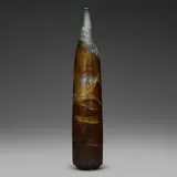 Gertrud and Otto Natzler, Tall cylindrical bottle, 1968, earthenware with Dark Cat's Eye Reduction Fired glaze with melt fissures