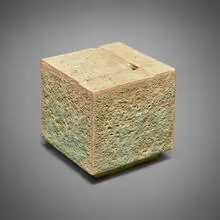 Otto Natzler, Cube with frag top, 1977, earthenware with Pale Green Crater glaze