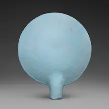 Otto Natzler, Circular disk on cylindrical base, earthenware Pale Blue glaze