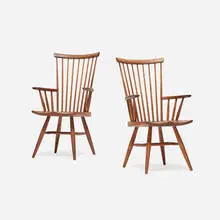 Robert Whitley, Armchairs, pair, walnut