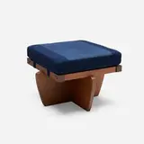 Greenrock ottoman by George Nakashima, 1986, American black walnut, upholstery, sold May 2026