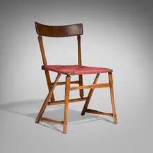 Wharton Esherick, Hammer Handle chair for Hedgerow Theatre, 1938, hickory, oak, painted canvas webbing