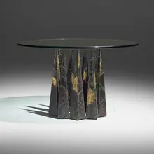 Paul Evans, Dining table, model PE 46, 1969, welded and enameled steel, glass