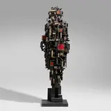 James Bearden, Android cabinet, 2012, patinated, enameled, gilt, steel, bronze
