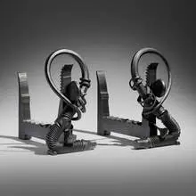 Albert Paley, Forged andirons, pair, 2000, forged and fabricated steel with a blackened finish