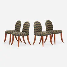 Wendell Castle, Bubinga dining chairs, set of four, 1998, bubinga, poplar, upholstery
