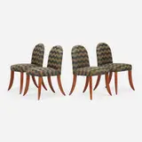 Bubinga dining chairs, set of four by Wendell Castle, 1998, bubinga, poplar, upholstery, sold May 2026