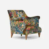 Russell Pinch, Goddard armchair, 2015, Liberty Faria Flowers velvet upholstery, walnut
