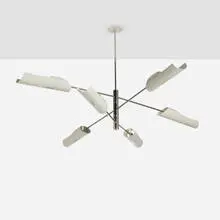 Torroja chandelier, model 429 by David Weeks, c. 2009, chrome-plated steel, enameled aluminum, sold May 2026