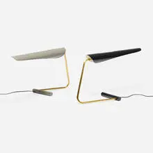 Sarus table lamps model 113, pair by David Weeks, 2021, powder-coated aluminum, brass, sold May 2026