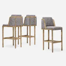 Autoban, Throne bar stools, set of three, 2007, black oiled ash, upholstery