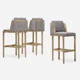 Autoban, Throne bar stools, set of three, 2007, black oiled ash, upholstery