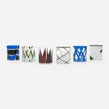 Martino Gamper, Neo tumblers, set of 6, 2016, enamel on crystal