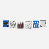 Martino Gamper, Neo tumblers, set of 6, 2016, enamel on crystal