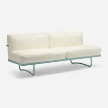 LC5 sofa by Pierre Jeanneret and Le Corbusier Charlotte Perriand, leather, enameled steel, sold May 2026