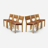 Dining chairs model 611, set of six by Alvar Aalto, ash, leather, cane, sold May 2026