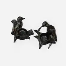 Gene Summers, Bird candle holders, pair, 1988, patinated bronze