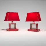 Art Deco-Style, Table lamps, pair, c. 1970, glass, vinyl, steel, acrylic