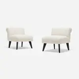 William Haines Designs, Modern Elbow chairs, pair, upholstery, lacquered wood