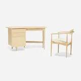 Bertha Schaefer, Desk, model 2162, c. 1955, walnut, glass, upholstery
