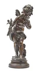 French patinated bronze figure of a young Psyche by Auguste Moreau, patinated bronze, sold Mar 2018
