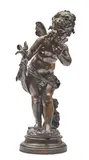 Auguste Moreau, French patinated bronze figure of a young Psyche, patinated bronze