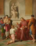 The blessing by Italian School, oil on canvas laid to board, sold Mar 2018