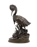 Jules Moigniez, good quality French patinated bronze model of an egret, patinated bronze
