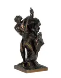 Jacques Bousseau, French patinated bronze figure of Ulysses stringing his bow, patinated bronze