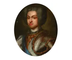 A portrait of a nobleman by Georg Engelhard Schröder, oil on canvas (oval), sold Mar 2018