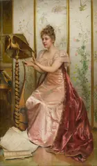 Frédéric Soulacroix, A musical moment, oil on canvas laid down on board, mounted on a stretcher