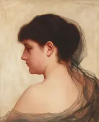 A portrait of a woman in profile by Walter Blackman, oil on canvas, sold Mar 2018