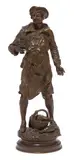 Émile Louis Picault, French patinated bronze figure of a vintner, patinated bronze