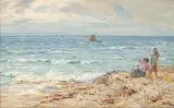 John Henderson, Children at the seaside, oil on canvas