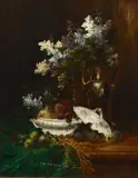 French School, 19th century, A still life with copper kettle; A still life with compote (a pair)