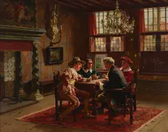 Albert Friedrich Schröder, The Card Players, oil on panel
