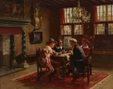 Albert Friedrich Schröder, The Card Players, oil on panel