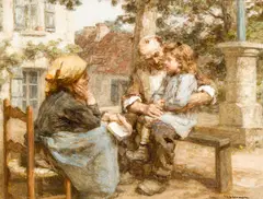 Léon Augustin Lhermitte, La première leçon, oil on canvas