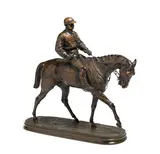 Pierre-Jules Mêne, French patinated bronze equestrian group, patinated bronze