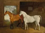 Rba Richard Barrett Davis, Hunters in a stall, oil on canvas