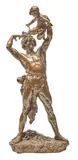 Clement Leopold Steiner, French patinated bronze figural group of a father and child, patinated bronze