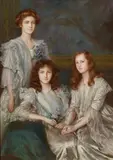 Augusto Stoppoloni, A portrait of three women, thought to be the Duchess of Abergavenny and her daughters, 1904, pastel on paper laid to canvas