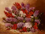 Henri-Dominique Roszczewski, A still life with spring flowers, oil on canvas