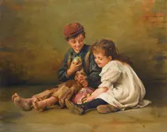 Dividing the spoils by Karl Witkowski, oil on canvas, sold Mar 2018
