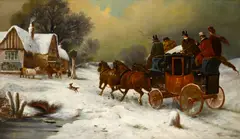 John Maggs, Changing horses, oil on canvas