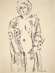 Ernst Wilhelm Nay, Im Morgenmantel, 1940, Tuschfeder auf Bütten (Wasserzeichen: PMF (ITALIA))