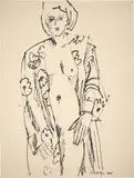 Ernst Wilhelm Nay, Im Morgenmantel, 1940, Tuschfeder auf Bütten (Wasserzeichen: PMF (ITALIA))