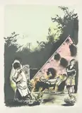 Neo Rauch, Abendmelodie, 2011, Fünffarbige Kreide- und Tuschelithografie auf Velin