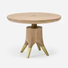 Blackman Cruz Workshop, Adjustable Mushroom table, cerused white oak, brass