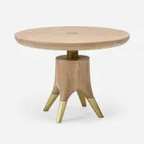 Blackman Cruz Workshop, Adjustable Mushroom table, cerused white oak, brass
